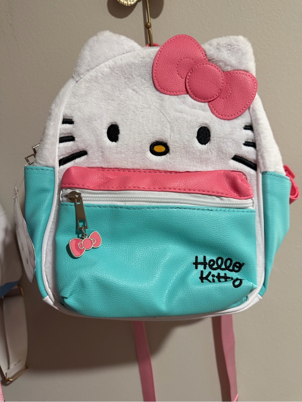 Sanrio Hello Kitty Plush Backpack in White, Pink & Teal